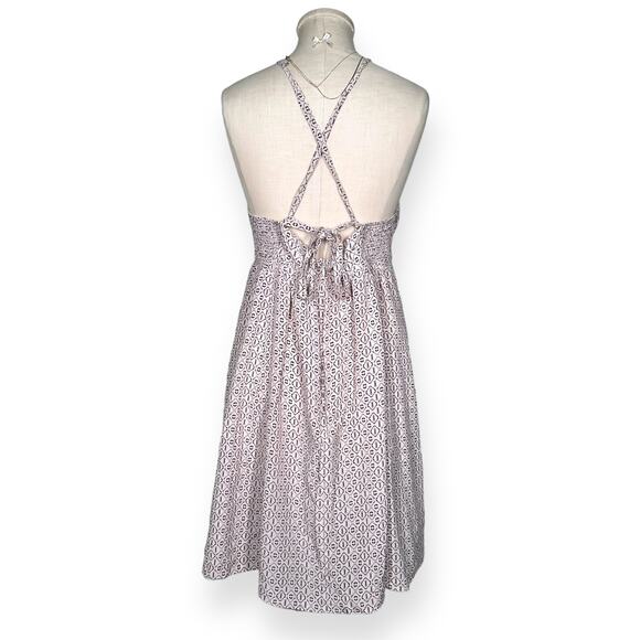 MADEWELL 100% Silk Halter Mini Dress Echo Grid Convertible Babydoll Purple 12 - Picture 3 of 11